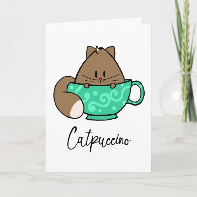 Gato dos desenhos animados de Catpuccino e cartão (Frente)