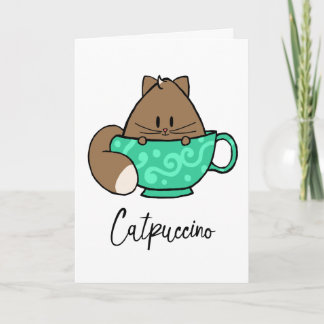 Gato dos desenhos animados de Catpuccino e cartão