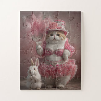 Gato e coelhinho de Showgirl rosa - Quebra-cabeça