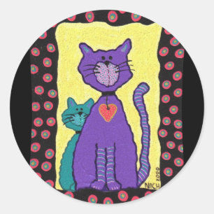 Gato e Gatinho Funk Roxo - adesivos