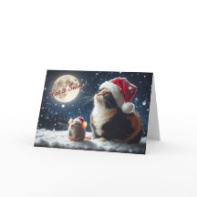 Gato e mouse assistindo o cartão de Natal da neve