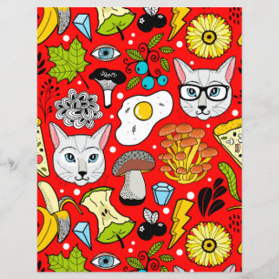 Gato e ovo em vermelho