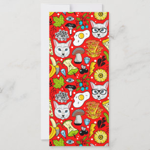 Gato e ovo em vermelho