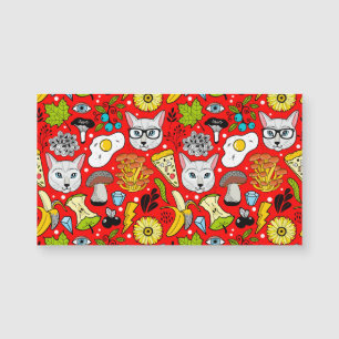 Gato e ovo em vermelho