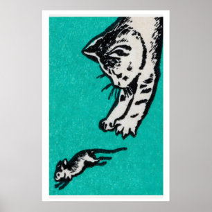Gato e Rato Impressão Caixa de Fósforos - Vintage