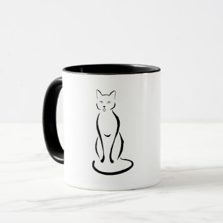 Gato elegante com a caneca dos olhos verdes
