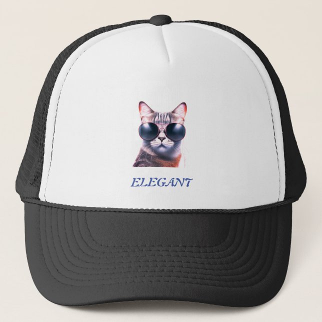 gato elegante com óculos de sol Boné Trucker / bon (Frente)