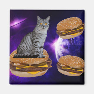 GATO EM ESPAÇO COM Íman de CheesEBURGERS