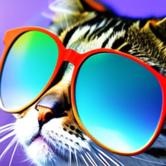 Gato em óculos de sol Cabeça Face T-Shirt