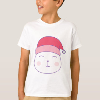 gato em santa claus christmas hat T-Shirt