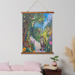 Gato em um Jardim Floral - Pintura Impressionista
