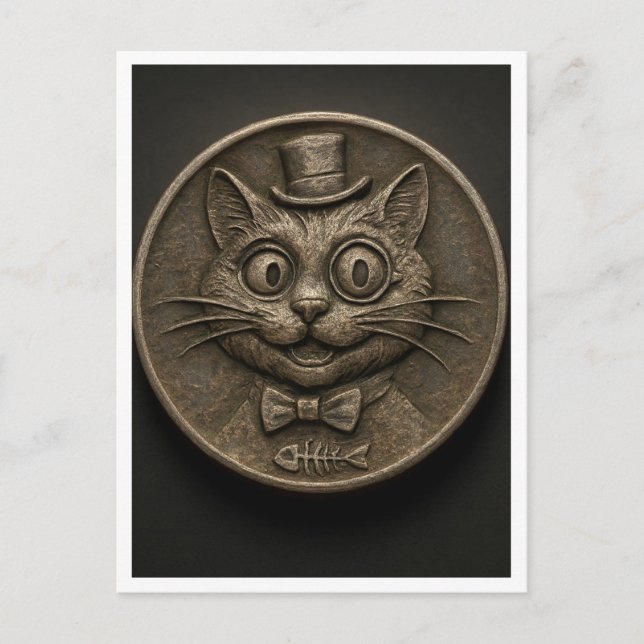 Gato engraçado. Cartão postal (Frente)