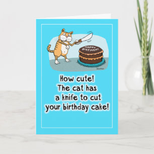 Gato Engraçado com Cartão de Aniversário da Fac