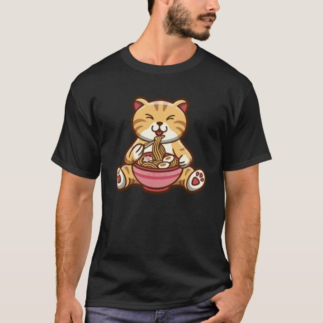 Gato engraçado comendo espaguete Pullover Hoodie (Frente)