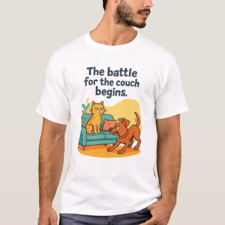 Gato engraçado e camiseta de cachorro - Batalha pe