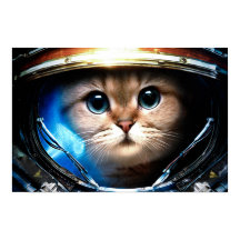 Gato Engraçado no Poster do Capacete Espacial