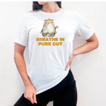 Gato Engraçado Respira Na Camisa De Yoga Purr Out