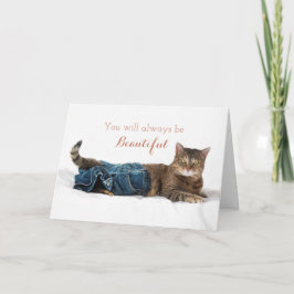 Gato Engraçado Vestindo Jeans Cartão de Aniversári
