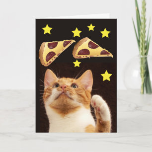 GATO ESPACIAL COM CARTÕES DE ANIVERSÁRIO PIZZA