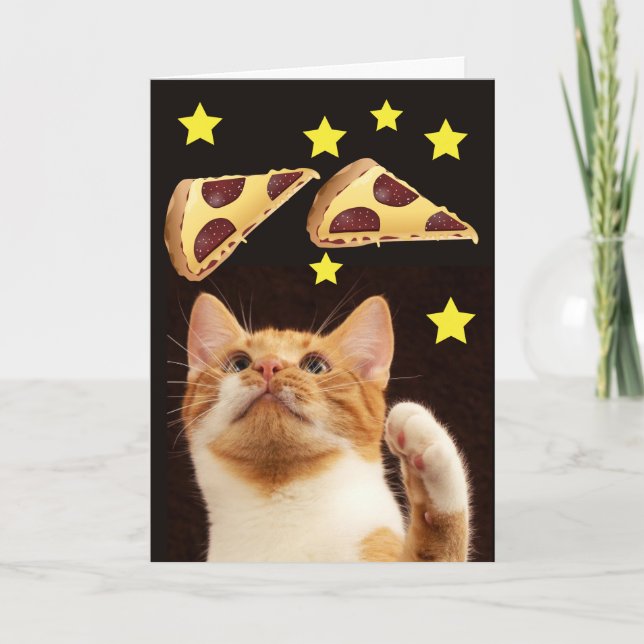 GATO ESPACIAL COM CARTÕES DE ANIVERSÁRIO PIZZA (Frente)