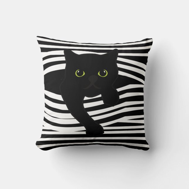 Gato Espiando Através da Almofada de Listras (Frente)