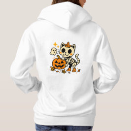 Gato Esqueleto Fofo com Camiseta de Abóbora