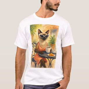 Gato está bebendo café para Camiseta de amantes de