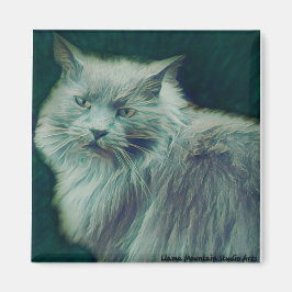 Gato Estilizado #1 Íman de galho Verde