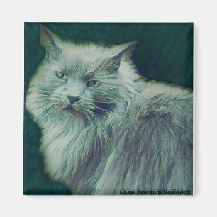Gato Estilizado #1 Íman de galho Verde