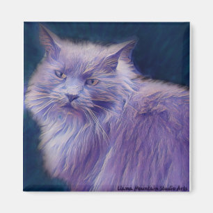 Gato Estilizado nº 1, íman Roxo de galho