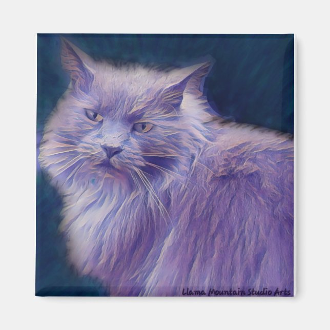 Gato Estilizado nº 1, íman Roxo de galho (Frente)