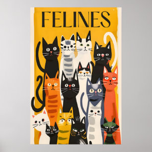 Gato Estilo Matisse Arte Impressão Felino Colorido