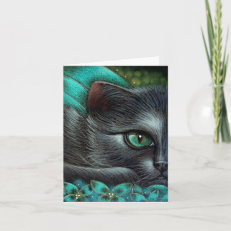 GATO FADA PRETO FANTASIA 1 Cartão PERSONALIZADO
