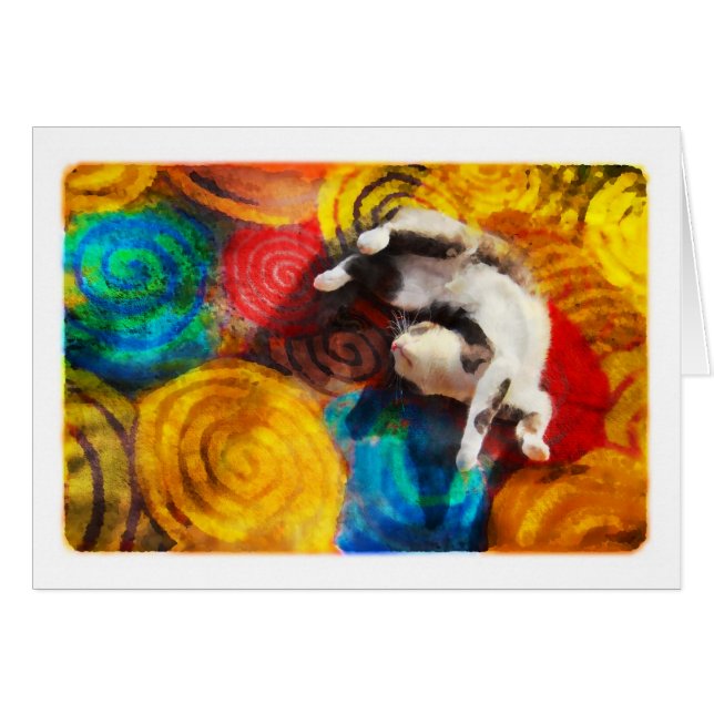 Gato feliz, cartão (Frente Horizontal)