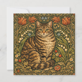 Gato floral botânico vintage elegante