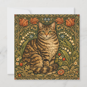 Gato floral botânico vintage elegante