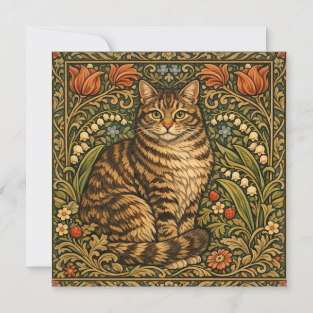 Gato floral botânico vintage elegante (Frente)