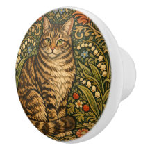 Gato floral botânico vintage elegante