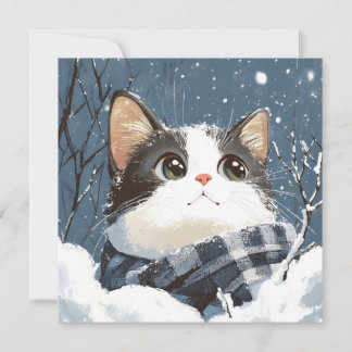 Gato fofo aconchegante neve de inverno