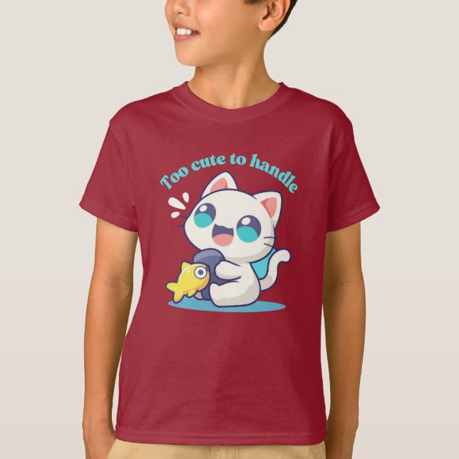 Gato fofo demais, camiseta colorida (Frente)