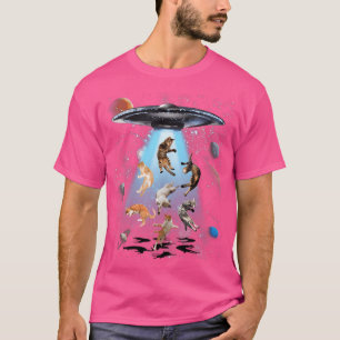 Gato Galáxico Gato Ufo Camisa Gato Engraçado Gato 
