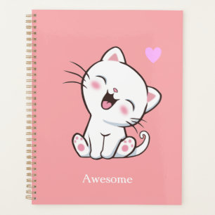 Gato Gatinho Fofo Incrível no Planejador Rosa Clar