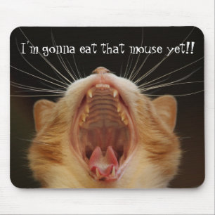 Gato Gato Gato Boca Aberta Mouse Comer Mousepad