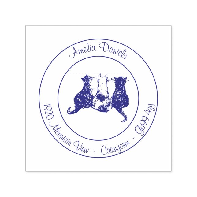 Gato Grito Novo Endereço Doméstico Para Carimbo (Design)