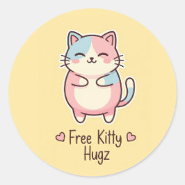 Gato Kawaii Fofo Adesivo Die-Cut Pastel de Abraço 