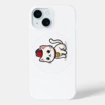 Gato Kawaii Marroquino Fofo com Adesivo Fez