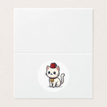 Gato Kawaii Marroquino Fofo com Adesivo Fez