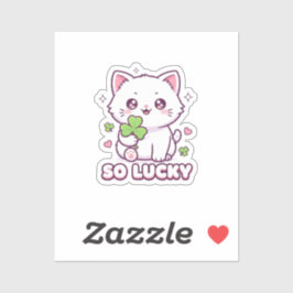 Gato Kawaii Sortudo Maneki Neko Com Adesivo de Tre