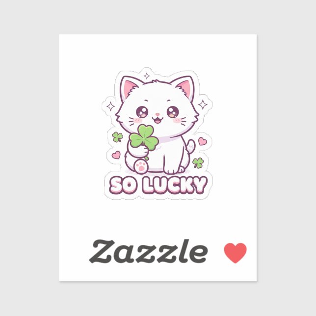 Gato Kawaii Sortudo Maneki Neko Com Adesivo de Tre (Folha)