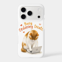 Gato Laranja Engraçado e Ocupado Encomendando Gulo